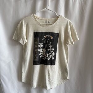 Abercrombie & Fitch Cream Tee with Black Botanical Panel